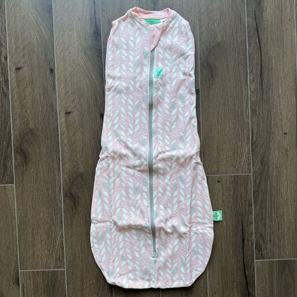 Pink Leaf-Print Baby Sleep Sack Swaddle - Soft Cotton